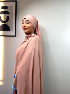Jersey Premium - البيج الرماد الوردي - Hijab