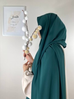 Shawl - Maxi Soie De Medine Green hood 100357849 - Hijab