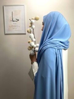 Medine Ipegi - ماكسي Medine فراشة الحرير الأزرق - Hijab