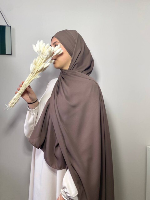 Ready To Wear - كريب بريميوم - بني مزجج - Hijab