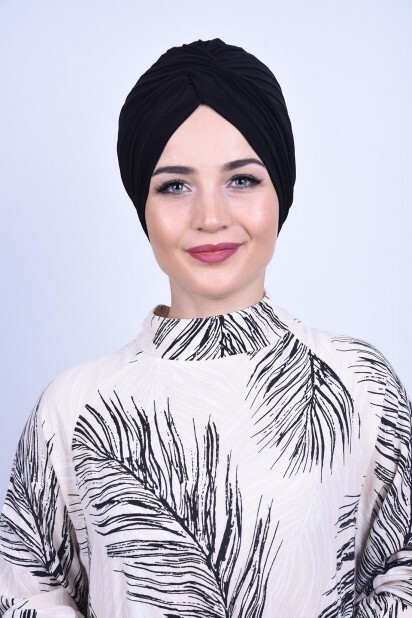 Knot style - بونيه فيرا الخارجي أسود - Hijab