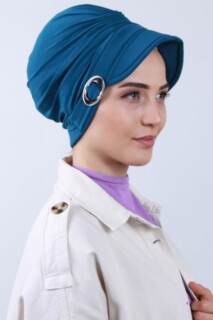 قبعة بإبزيم أزرق بترولي - Hijab