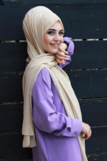 Plain Chiffon Shawl Beige - 100285445 - 
