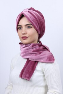 Velvet Shawl Hat Bonnet Dried Rose - 100283143 - 