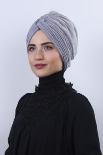 Double Side Bonnet - Two Way Rose Knot Bonnet Gray - 100284876 - Hijab