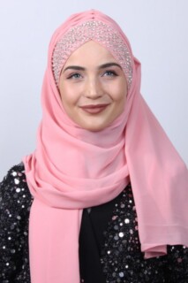 ستون بونلي ديزاين شال بودرة وردي - Hijab