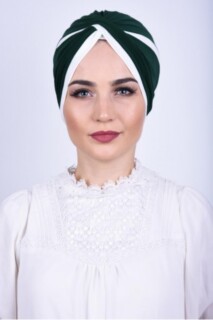 Knot style - Two Color Vera Bone Emerald Green - 100285675 - Hijab