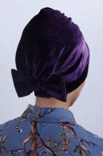Velvet Bow Bonnet Purple