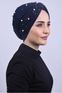 Pearls Wrap Bonnet Navy Blue - 100284972 - 