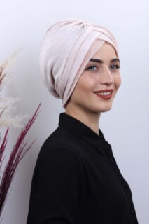 Cross Style - Velvet 3-Striped Bonnet Beige - 100282996 - Hijab