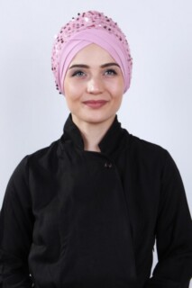 Double Side Bonnet - Draped Sequin Bone Powder Pink - 100284886 - Hijab