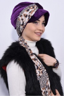 Velvet Scarf Hat Bonnet Purple - 100283109 - 