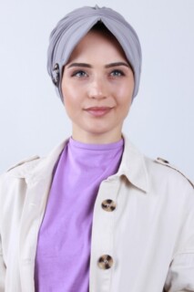 Buckled Hat Bonnet Silver Gray - 100285183 - 
