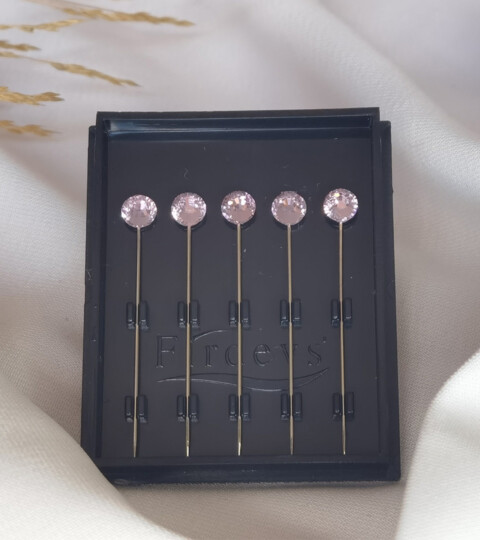 Crystal hijab pins Set of 5 Rhinestone Luxury Scarf Needles 5pcs pins - Light Pink - 100298894