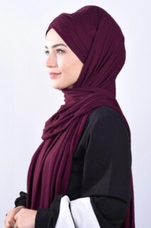 Combed 3-Stripes Ready Made Shawl Plum