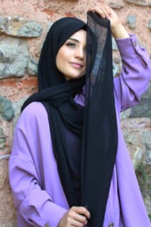 Plain Chiffon Shawl Black - 100285464 - 