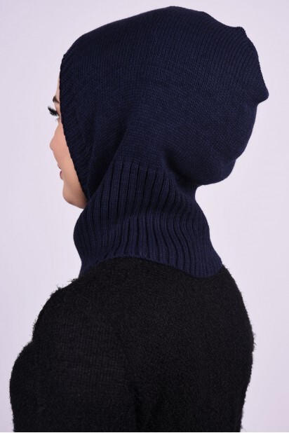 Knitted Wool Beret Navy Blue