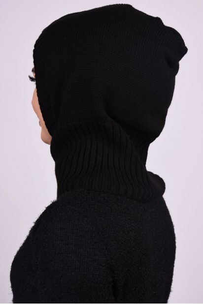 Knitted Wool Beret Black