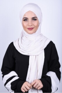 Combed Cotton 3-Striped Shawl Ecru - 100285203 - 