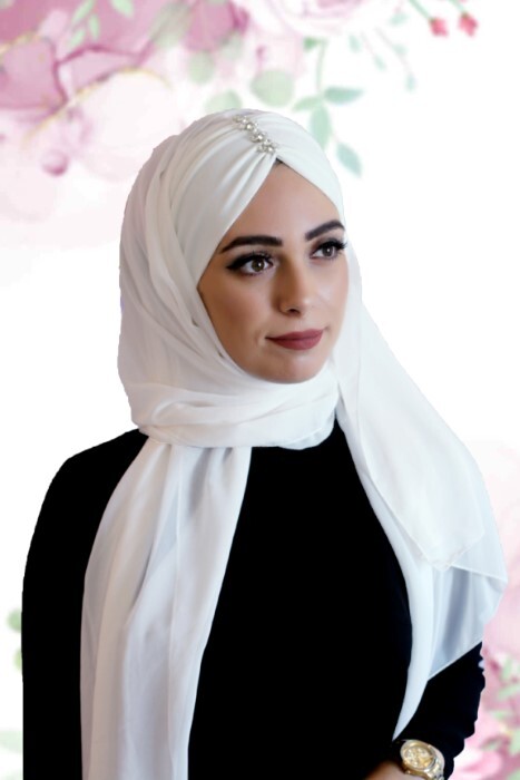 Evening Model - White - Code: 62-15 - 100294040 - Hijab