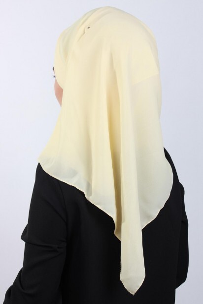 4 Châle Hijab Drapé Jaune - 