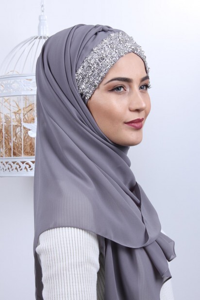 Stone Design Bonnet Shawl Gray