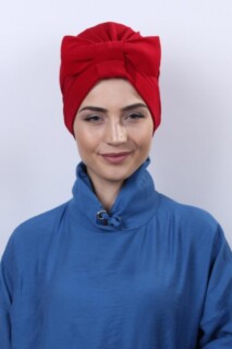 بونيه أحمر بوجهين بفيونكة - 