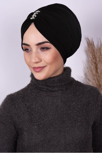 بونيه مطوي باللون الأسود - 