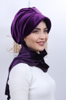 Velvet Shawl Hat Bonnet Purple