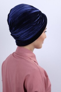 Velvet Nevru Bonnet Navy Blue
