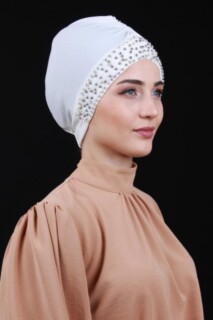 حجر اللؤلؤ بونيه أبيض - 