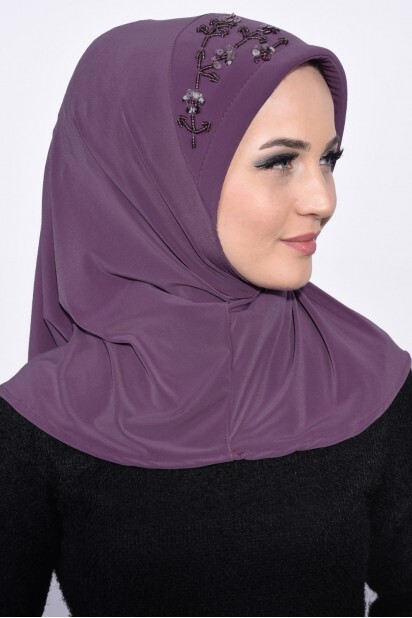 Practical Sequin Hijab Dark Dried Rose