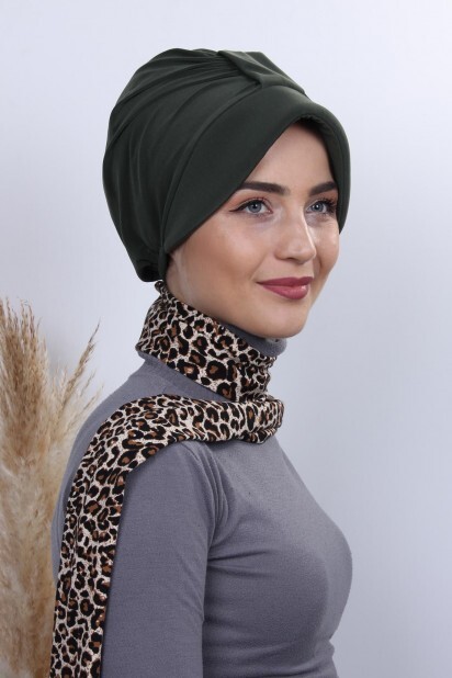 Scarf Hat Bonnet Khaki Green - 100284990 - 