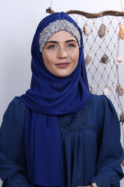 Stone Design Bonnet Shawl Sax - 100282991 - Hijab