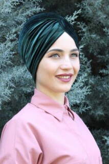 Velvet Sequined Vera Bonnet Emerald Green - 100285066 - 