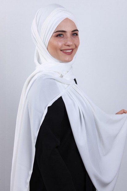 4 Châle Hijab Drapé Blanc - 