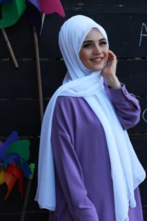 Plain Chiffon Shawl White - 100285446 - 