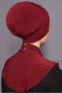 Snap Fastener Hijab Collar Claret Red