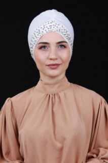 حجر اللؤلؤ بونيه أبيض - 