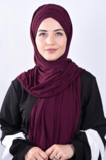 Combed 3-Stripes Ready Made Shawl Plum - 100285214