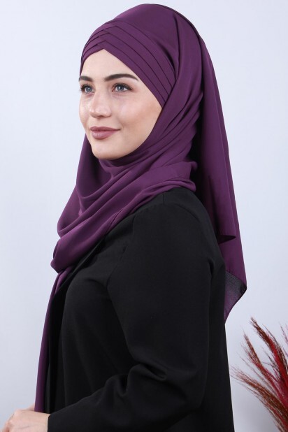 4 Châle Hijab Drapé Violet - 