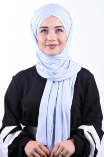 Combed Cotton 3-Striped Shawl Baby Blue - 100285200 - 