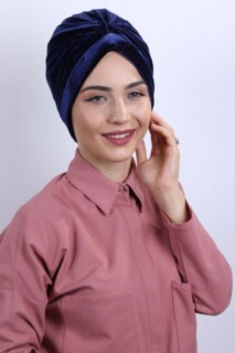 Velvet Nevru Bonnet Navy Blue