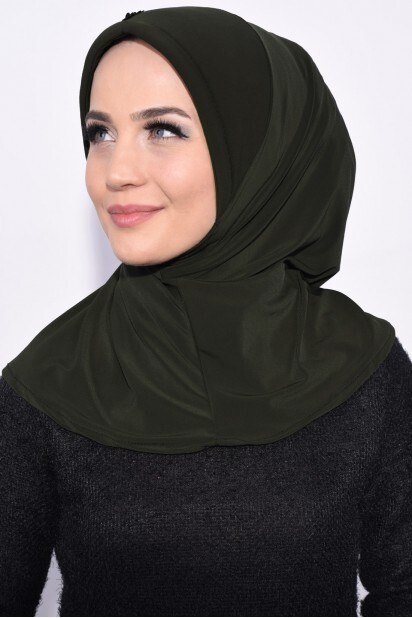 Practical Sequin Hijab Khaki Green