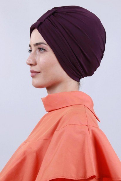 Bonnet Double Face 3 Rayures Prune - 
