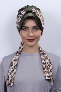قبعة مخملية وشاح بونيه كاكي