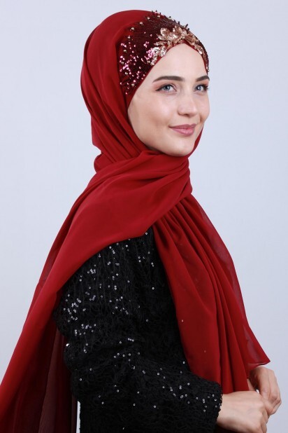 تصميم الأميرة شال أحمر كلاريت - 