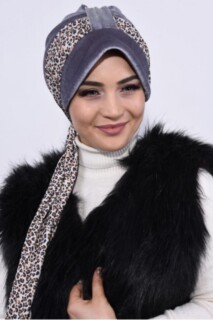 Velvet Scarf Hat Bonnet Anthracite - 100283114 - 