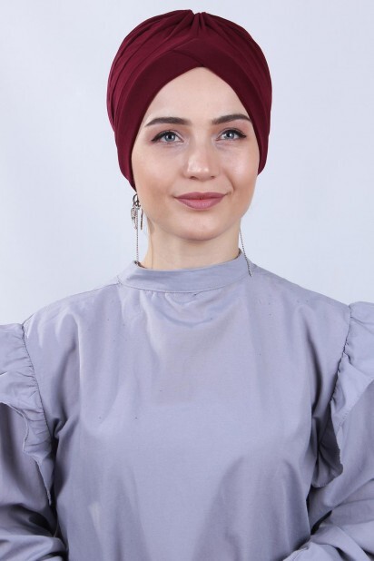Double Side Bonnet - Bonnet Nevrulu Double Face Rouge Bordeaux - Hijab