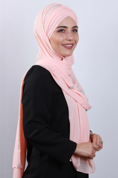 4 Hijab Châle Drapé Saumon - 